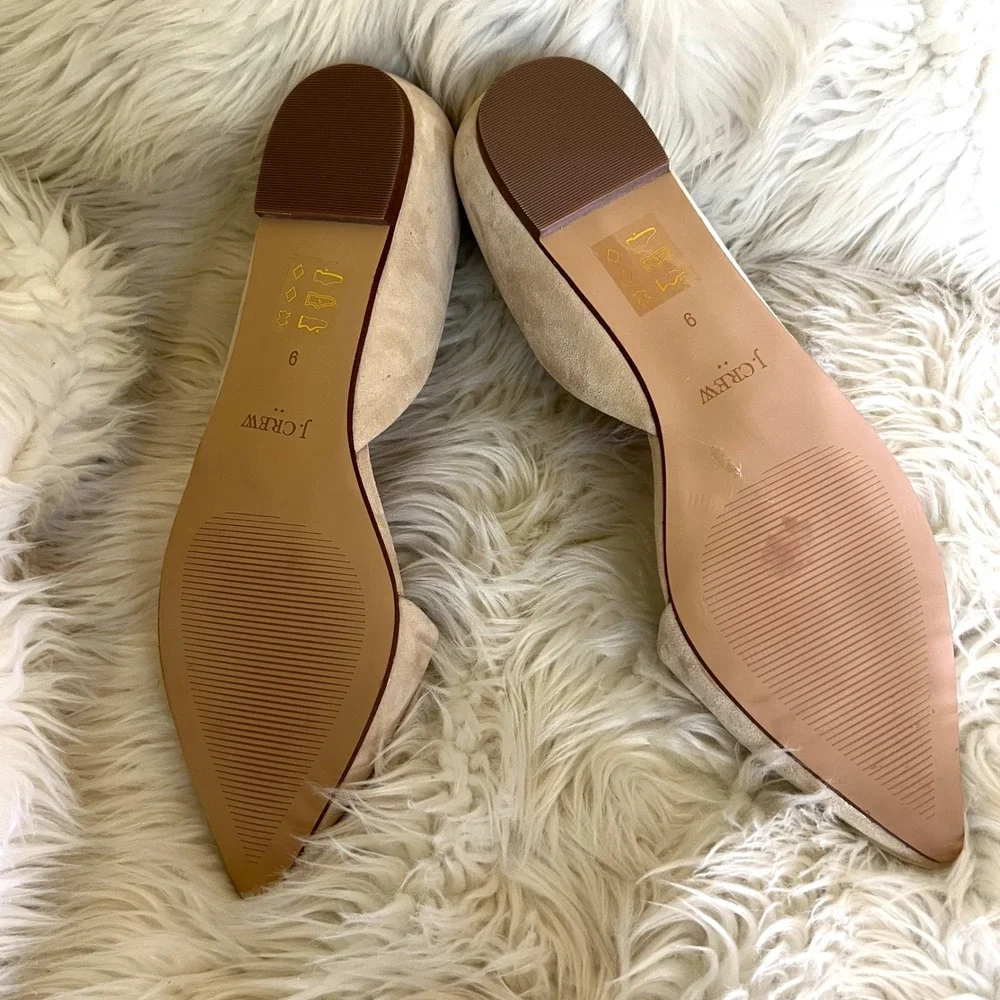 J.Crew Womens Suede d'Orsay Pointed Toe Flats Beige Sand Size 9